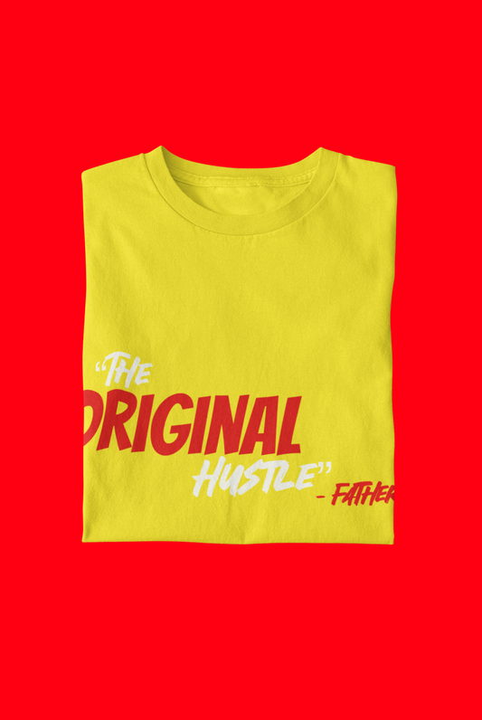 "The Original Hustle" Statement T-Shirt - Red, Yellow, and White